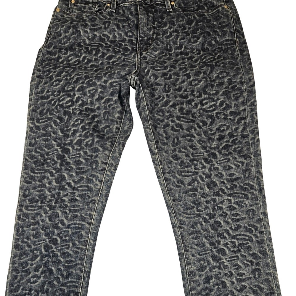 Signature Levi Strauss Modern Skinny Jeans Blue Leopard Print Denim Womens
